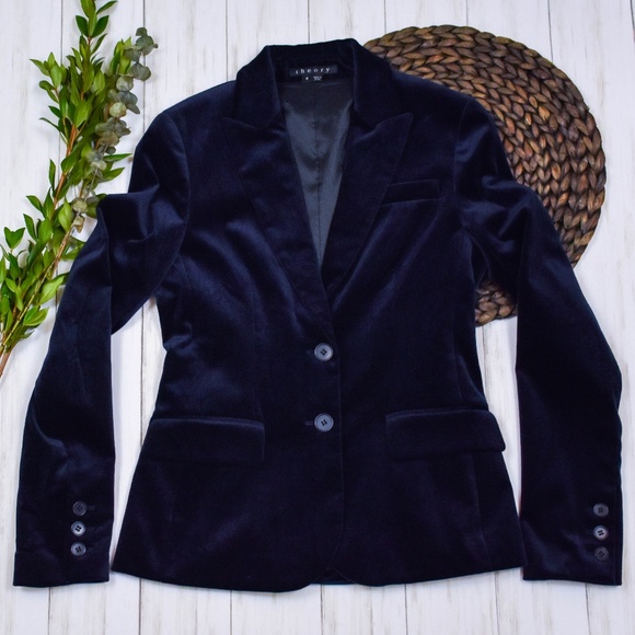 Theory Jackets & Blazers - Theory Navy Velvet Nettie Blazer